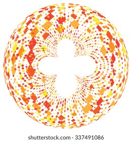 The ball of geometric shapes on a white background
