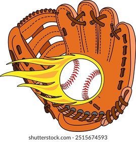 Ball and glove softball vector illustration isolated on white background