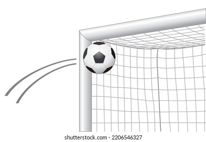 The ball goes to the goal, vector illustration isolated on white background