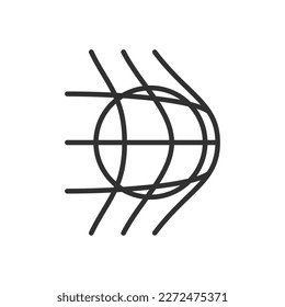 ball goes into the goal net, linear icon. Line with editable stroke