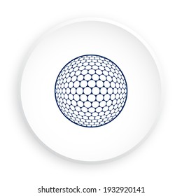 ball for golf icon in neomorphism style for mobile app. Sport equipment. Button for mobile application or web. Vector on white background