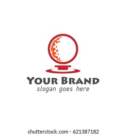 ball golf logo in red color