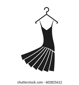 ball gown black on a hanger on a white background