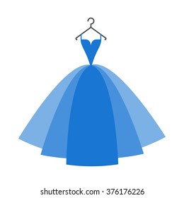 Ball gown female blue long on a hanger