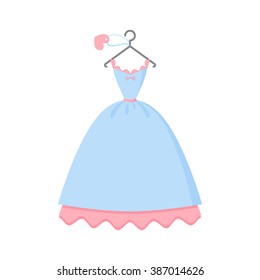 Ball gown female light blue long on a hanger