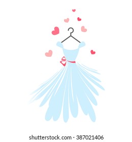 Ball gown female light blue short on a hanger