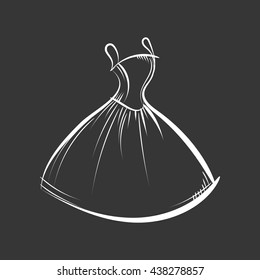 ball gown hand drawing sketch female monochrome on a black background