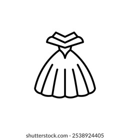 Ballkleid-Symbol. Einfache Illustration eines eleganten formalen Kleides. Ideal für den Einsatz in Social Media, App und Webdesign. Vektorgrafik