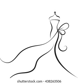 a ball gown long mannequin hand drawing illustration on a white background