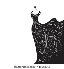 ball gown long mannequin hand drawing illustration on a white background