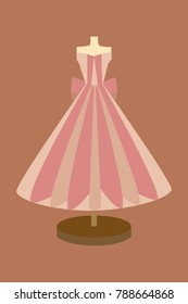 a ball gown long mannequin. illustration on a peach background.