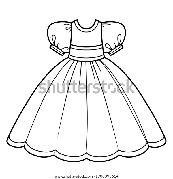 Ball Gown Lush Skirt Outfit Outline Stock Vector (Royalty Free) 1908095614