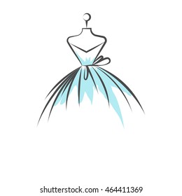 ball gown mannequin hand drawing illustration on a white background