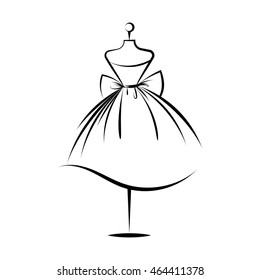 ball gown mannequin hand drawing illustration on a white background
