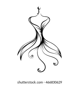 a ball gown mannequin hand drawing illustration vector