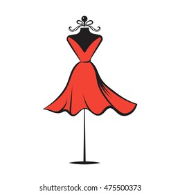 ball gown mannequin hand drawing illustration on a white background