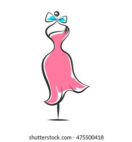 ball gown mannequin hand drawing illustration on a white background