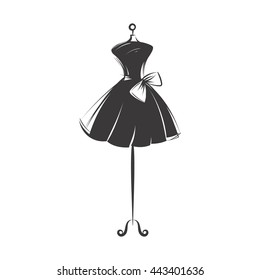 a ball gown short mannequin hand drawing illustration on a white background