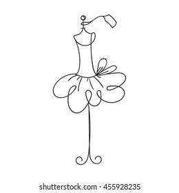 ball gown short mannequin hand drawing illustration on a white background