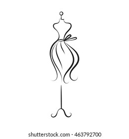 ball gown short mannequin hand drawing illustration on a white background