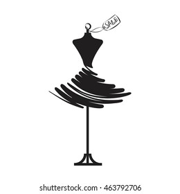 ball gown short mannequin hand drawing illustration on a white background