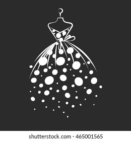 ball gown short mannequin hand drawing illustration on a black background