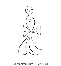 ball gown silhouette on a hanger on a white background