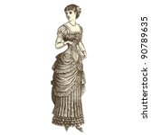 Ball gown - Vintage engraved illustration - "La mode illustree" by Firmin-Didot et Cie in 1882 France