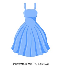 Ball gown. Women clothing. Beautiful dress. Flat cartoon