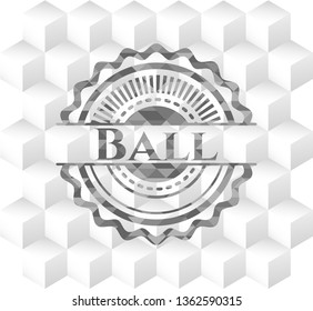Ball grey badge with geometric cube white background
