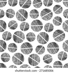 Ball hand drawn seamless background. Vector illustration.