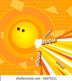 The ball has blown up. Bright background.