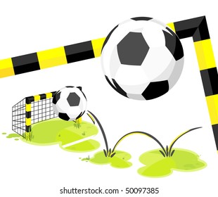 the ball hit the bar, the ball flies through the gate