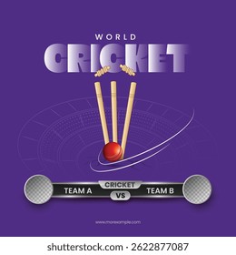 Ball hit the wicket stumps showing Clean Bowled for Cricket Sports