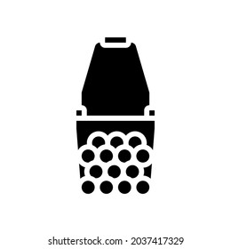 ball hopper tennis glyph icon vector. ball hopper tennis sign. isolated contour symbol black illustration