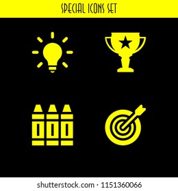 ball icon. 4 ball set with idea, pen, goal and cup vector icons for web and mobile app