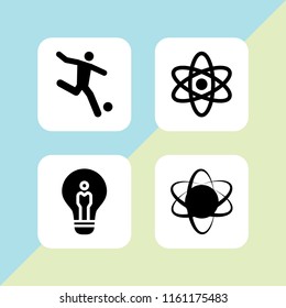 ball icon. 4 ball set with idea, soccer and atom vector icons for web and mobile app