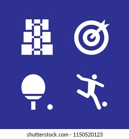 ball icon. 4 ball set with sports and competition, ping pong, soccer and goal vector icons for web and mobile app