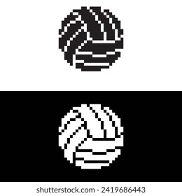  ball icon 8 bit, pixel art volleyball 
 icon for game  logo. 