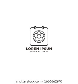 ball icon with calendar mono line icon - sport business vector logo template 