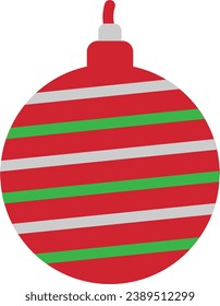 icono de bola en paquete de navidad con estilo plano