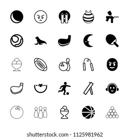 Ball icon. collection of 25 ball filled and outline icons such as sphere, crying emoji, football player, golf stick, volleyball. editable ball icons for web and mobile.
