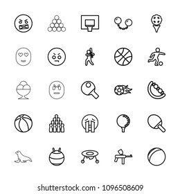 Ball icon. collection of 25 ball outline icons such as baby toy, angry emot, crying emoji, bowling, paintball, golf, plastic ball. editable ball icons for web and mobile.