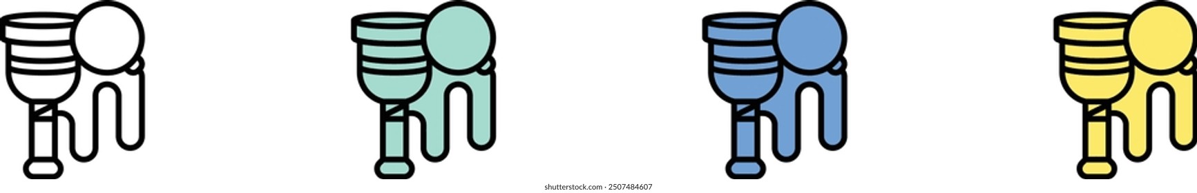 ball icon. Outline, Green, Blue and Yellow Style Design Isolated On White Background