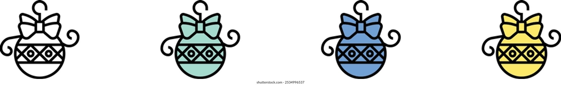 ball icon. Outline, Green, Blue and Yellow Style Design Isolated On White Background