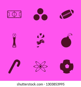 ball icon set with christmas candy, atom and rugby ball vector illustration