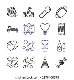 Juego de iconos de bola con iconos de línea. Estilo De Línea Delgada Moderna. Adecuado para Web e Icono móvil. Ilustración del vector EPS 10.