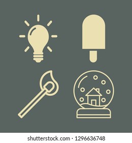 ball icon set with match, ice cream and snow globe vector illustration