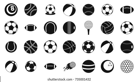 Ball icon set. Simple set of ball vector icons for web design isolated on white background