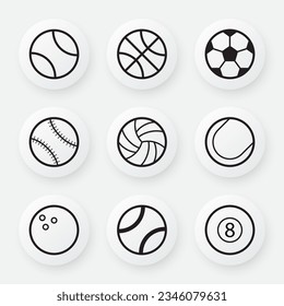 Ball icon set. Sports ball icon. Ball vector art.